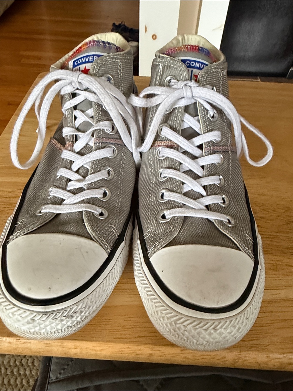 Converse Gray Canvas Low Top Sneakers with White Laces